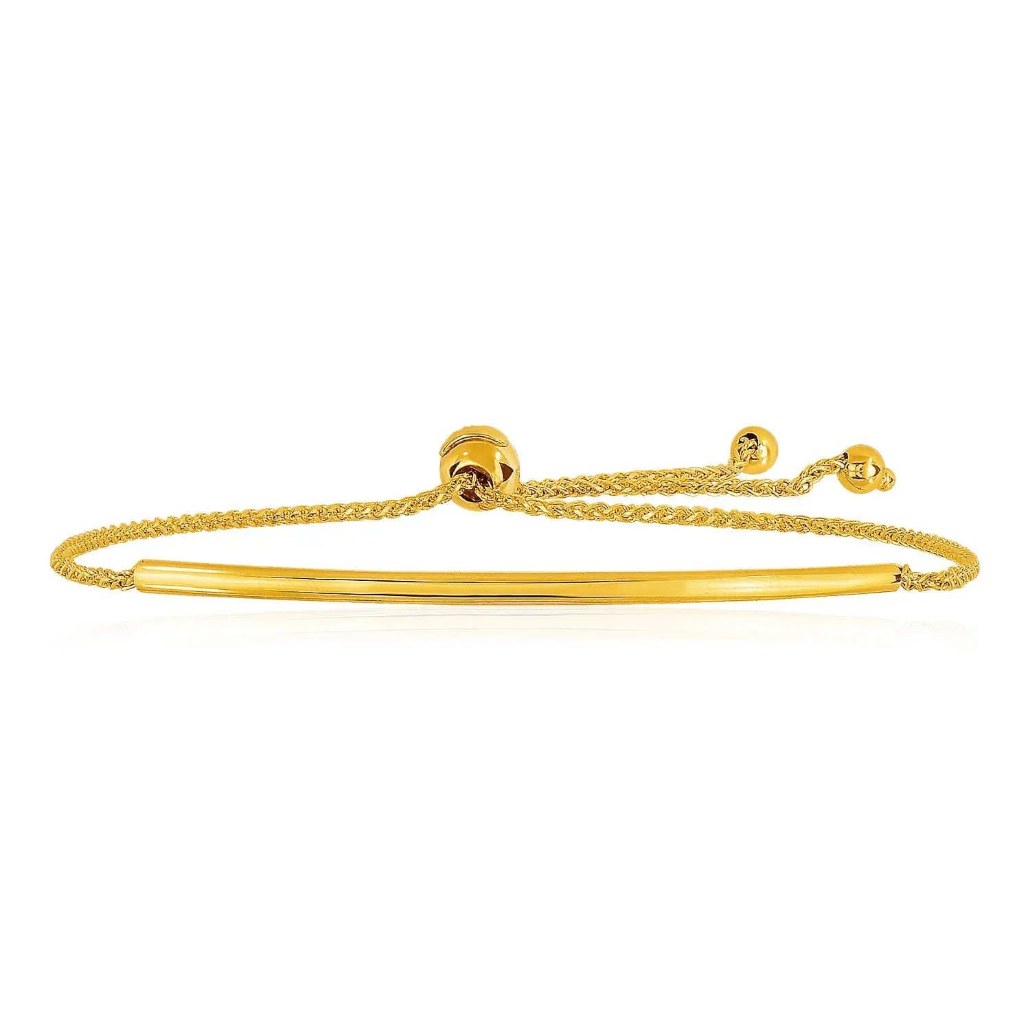 14k Yellow Gold Smooth Curved Bar Lariat Design Bracelet (0.80 mm) RCJ Bracelets  CELESTIA LUXE JEWELLERS