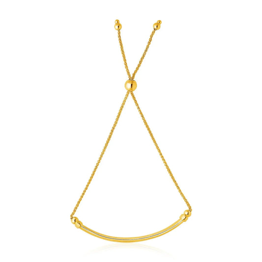 14k Yellow Gold Smooth Curved Bar and Lariat Style Bracelet (1.00 mm) RCJ Bracelets  CELESTIA LUXE JEWELLERS
