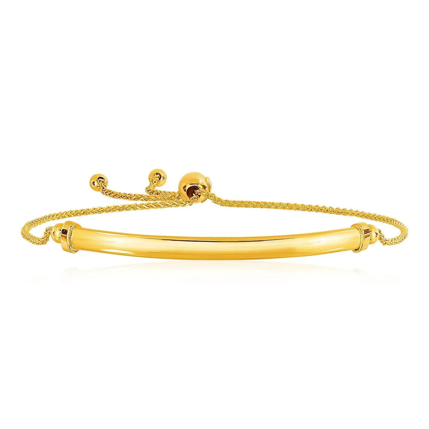 14k Yellow Gold Smooth Curved Bar and Lariat Style Bracelet (1.00 mm) RCJ Bracelets  CELESTIA LUXE JEWELLERS