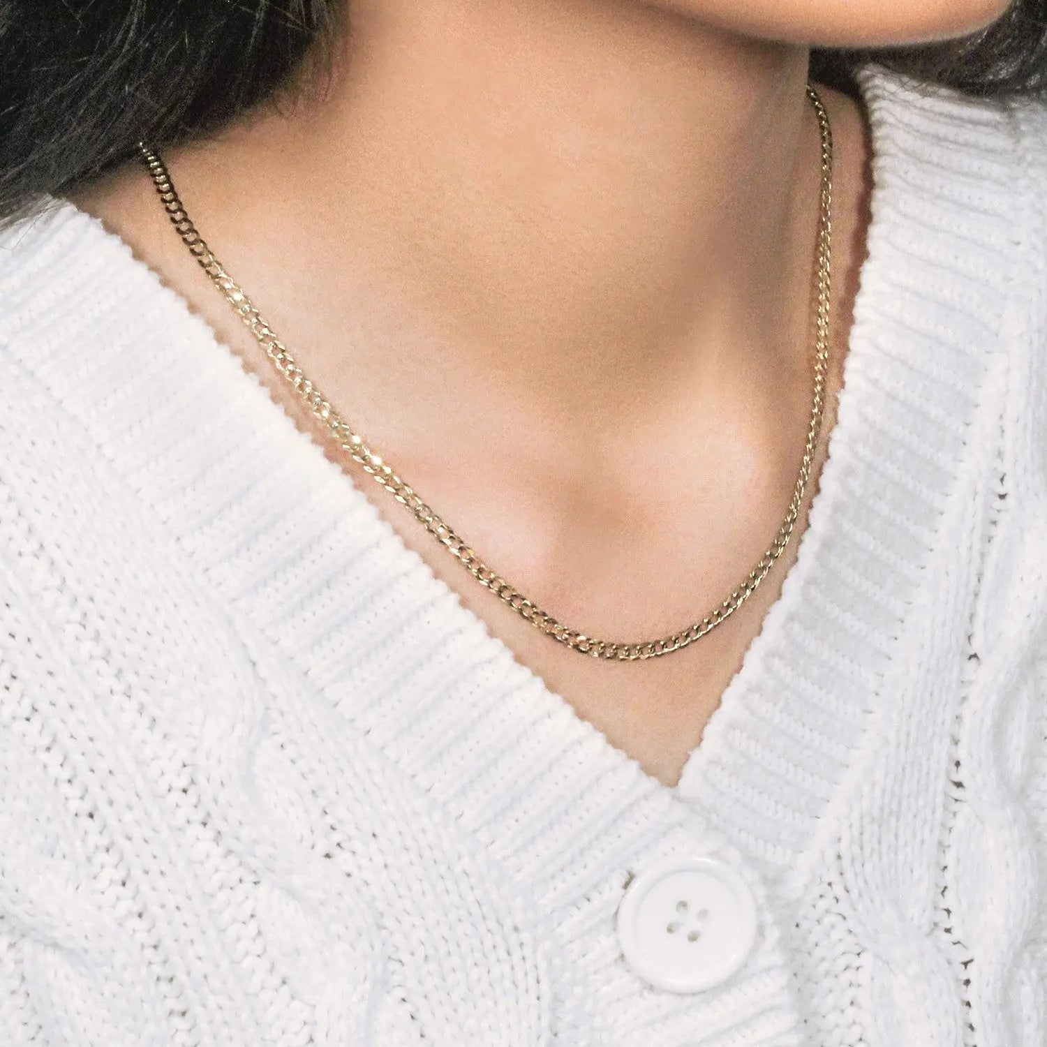 14k Yellow Gold Solid Curb Chain (3.20 mm) RCJ Chains  CELESTIA LUXE JEWELLERS