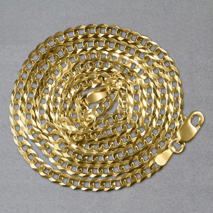 14k Yellow Gold Solid Curb Chain (3.20 mm) RCJ Chains  CELESTIA LUXE JEWELLERS