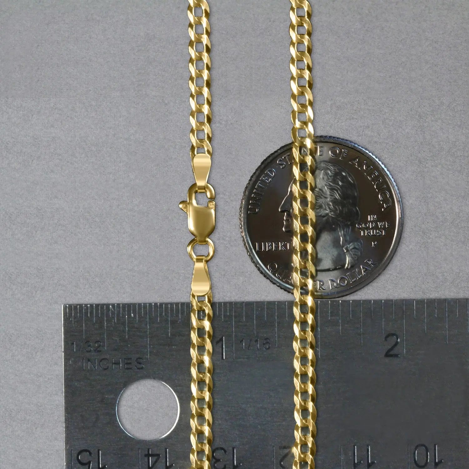 14k Yellow Gold Solid Curb Chain (3.20 mm) RCJ Chains  CELESTIA LUXE JEWELLERS