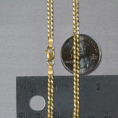 14k Yellow Gold Solid Curb Chain (3.20 mm) RCJ Chains  CELESTIA LUXE JEWELLERS