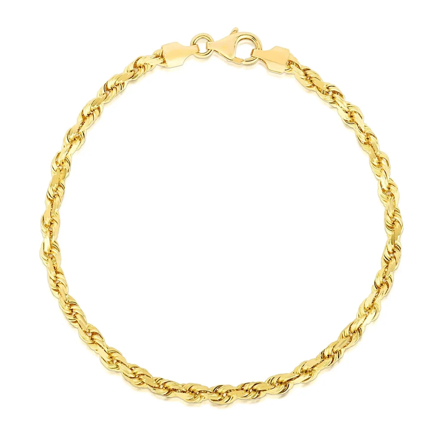 14k Yellow Gold Solid Diamond Cut Rope Bracelet (4.00 mm) RCJ Bracelets  CELESTIA LUXE JEWELLERS