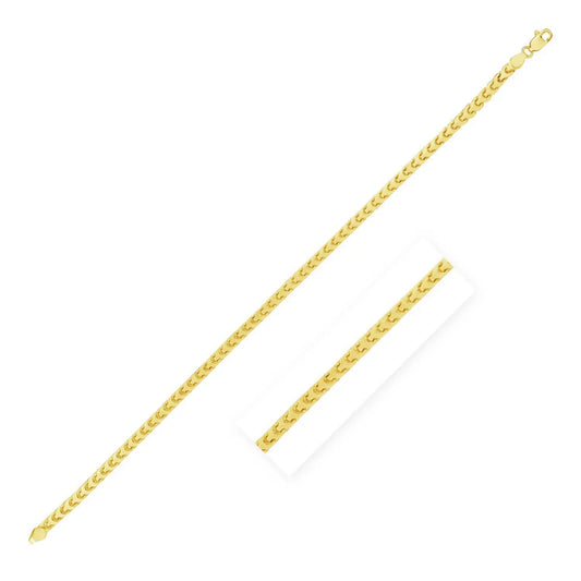 14k Yellow Gold Solid Diamond Cut Round Franco Bracelet (3.10 mm) RCJ Bracelets  CELESTIA LUXE JEWELLERS