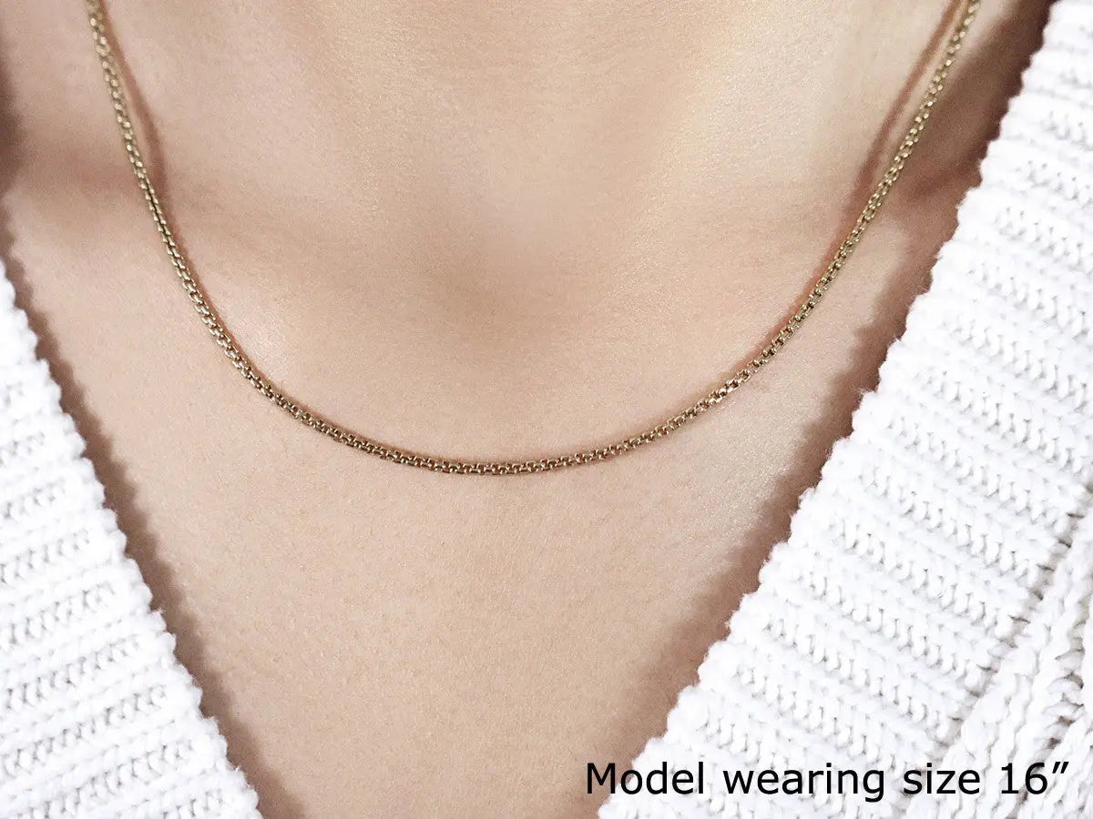 14k Yellow Gold Solid Round Box Chain (1.6 mm) RCJ Chains  CELESTIA LUXE JEWELLERS