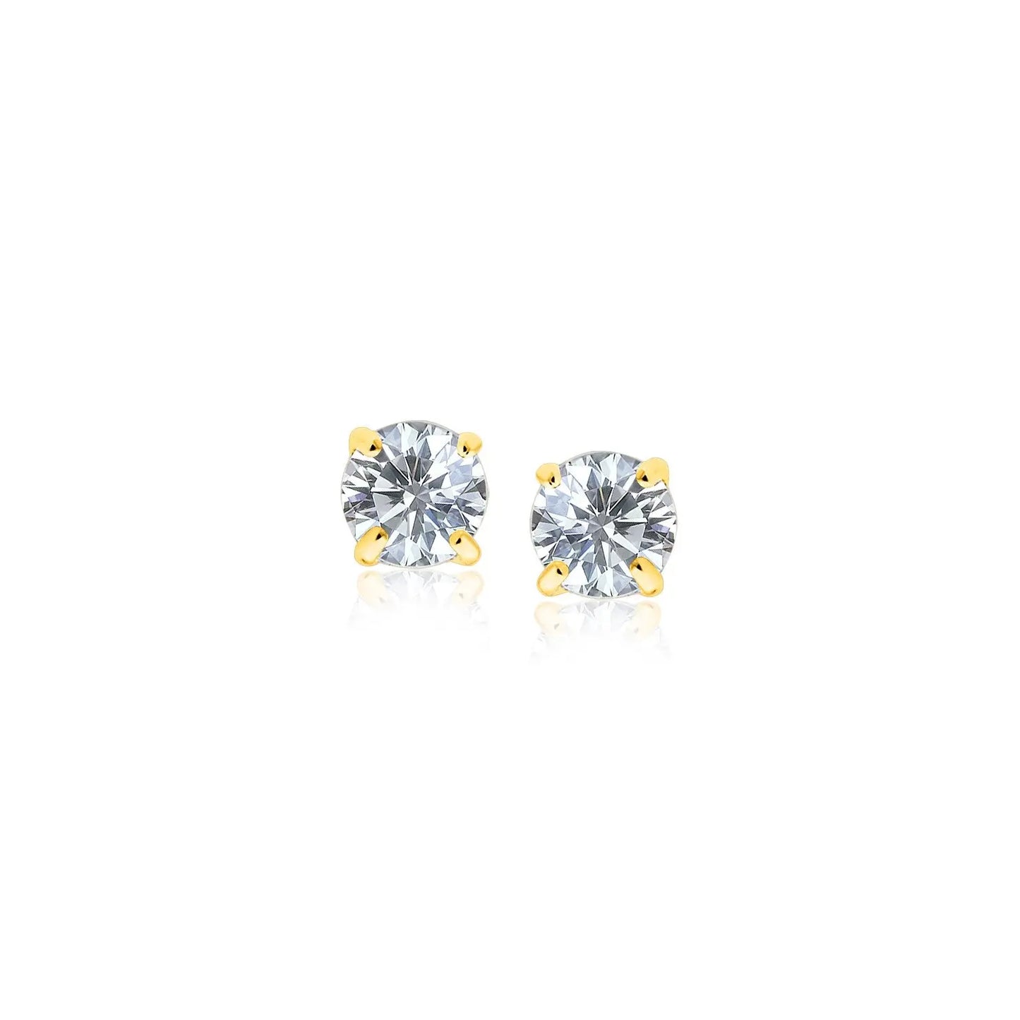 14k Yellow Gold Stud Earrings with White Hue Faceted Cubic Zirconia(3mm) RCJ Earrings  CELESTIA LUXE JEWELLERS