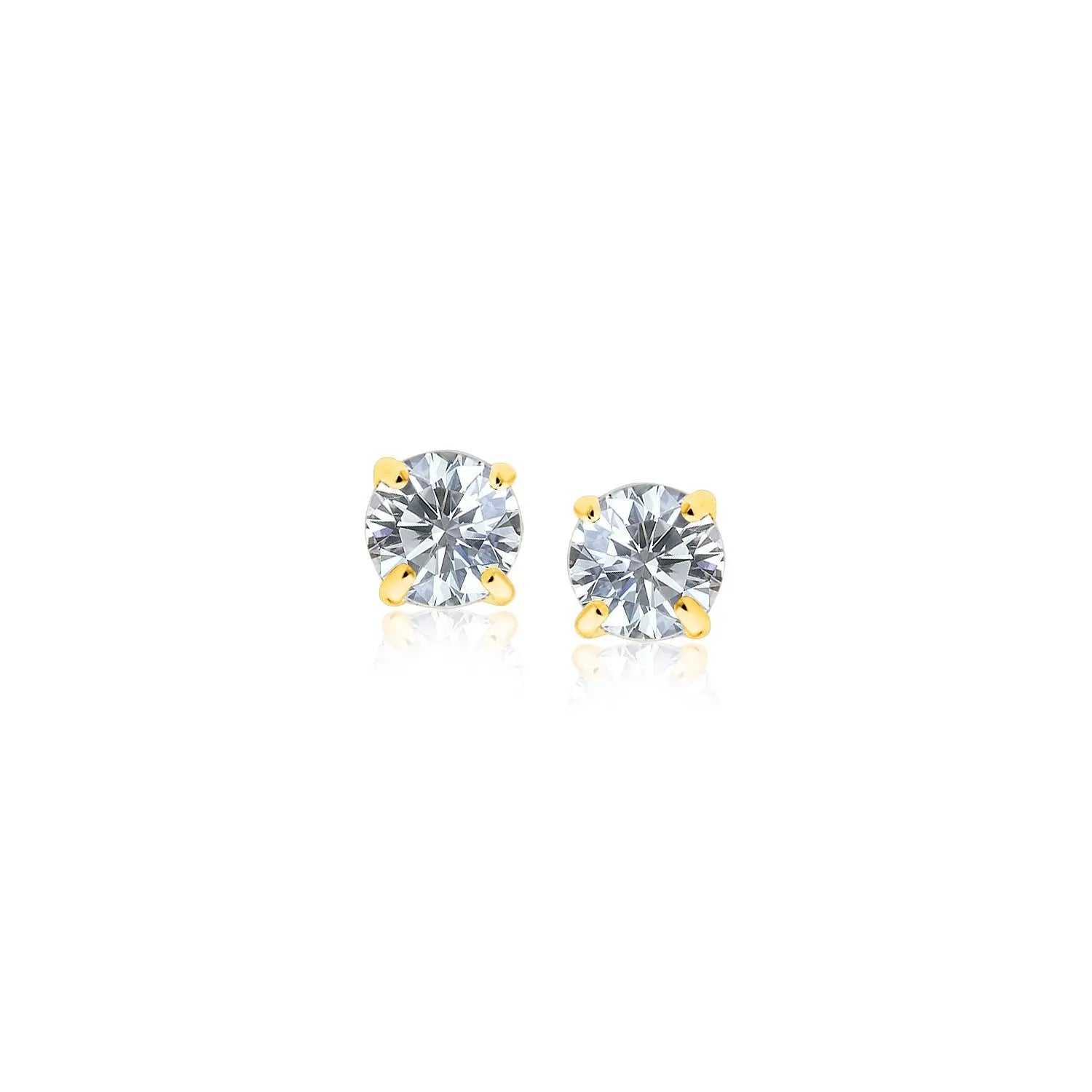14k Yellow Gold Stud Earrings with White Hue Faceted Cubic Zirconia(3mm) RCJ Earrings  CELESTIA LUXE JEWELLERS