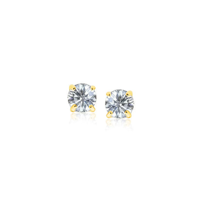 14k Yellow Gold Stud Earrings with White Hue Faceted Cubic Zirconia(3mm) RCJ Earrings  CELESTIA LUXE JEWELLERS
