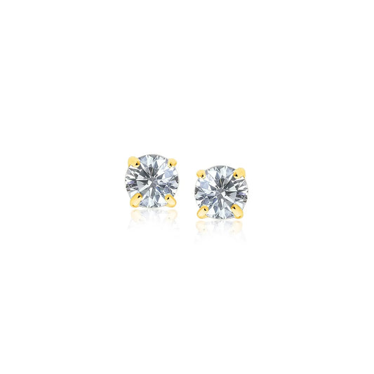14k Yellow Gold Stud Earrings with White Hue Faceted Cubic Zirconia(3mm) RCJ Earrings  CELESTIA LUXE JEWELLERS