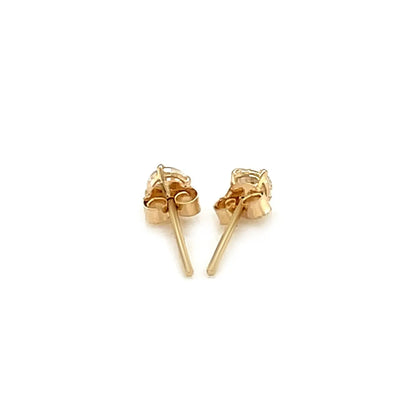 14k Yellow Gold Stud Earrings with White Hue Faceted Cubic Zirconia(3mm) RCJ Earrings  CELESTIA LUXE JEWELLERS