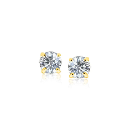 14k Yellow Gold Stud Earrings with White Hue Faceted Cubic Zirconia(4mm) RCJ Earrings  CELESTIA LUXE JEWELLERS