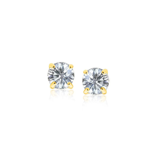 14k Yellow Gold Stud Earrings with White Hue Faceted Cubic Zirconia(4mm) RCJ Earrings  CELESTIA LUXE JEWELLERS