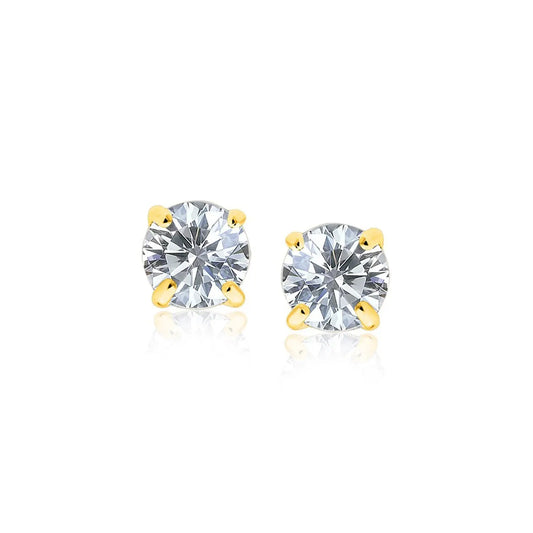 14k Yellow Gold Stud Earrings with White Hue Faceted Cubic Zirconia(6mm) RCJ Earrings  CELESTIA LUXE JEWELLERS