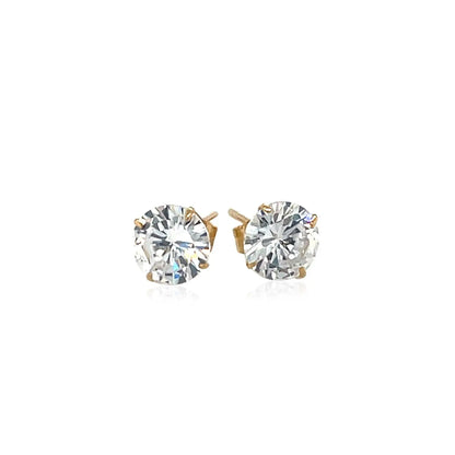 14k Yellow Gold Stud Earrings with White Hue Faceted Cubic Zirconia(6mm) RCJ Earrings  CELESTIA LUXE JEWELLERS