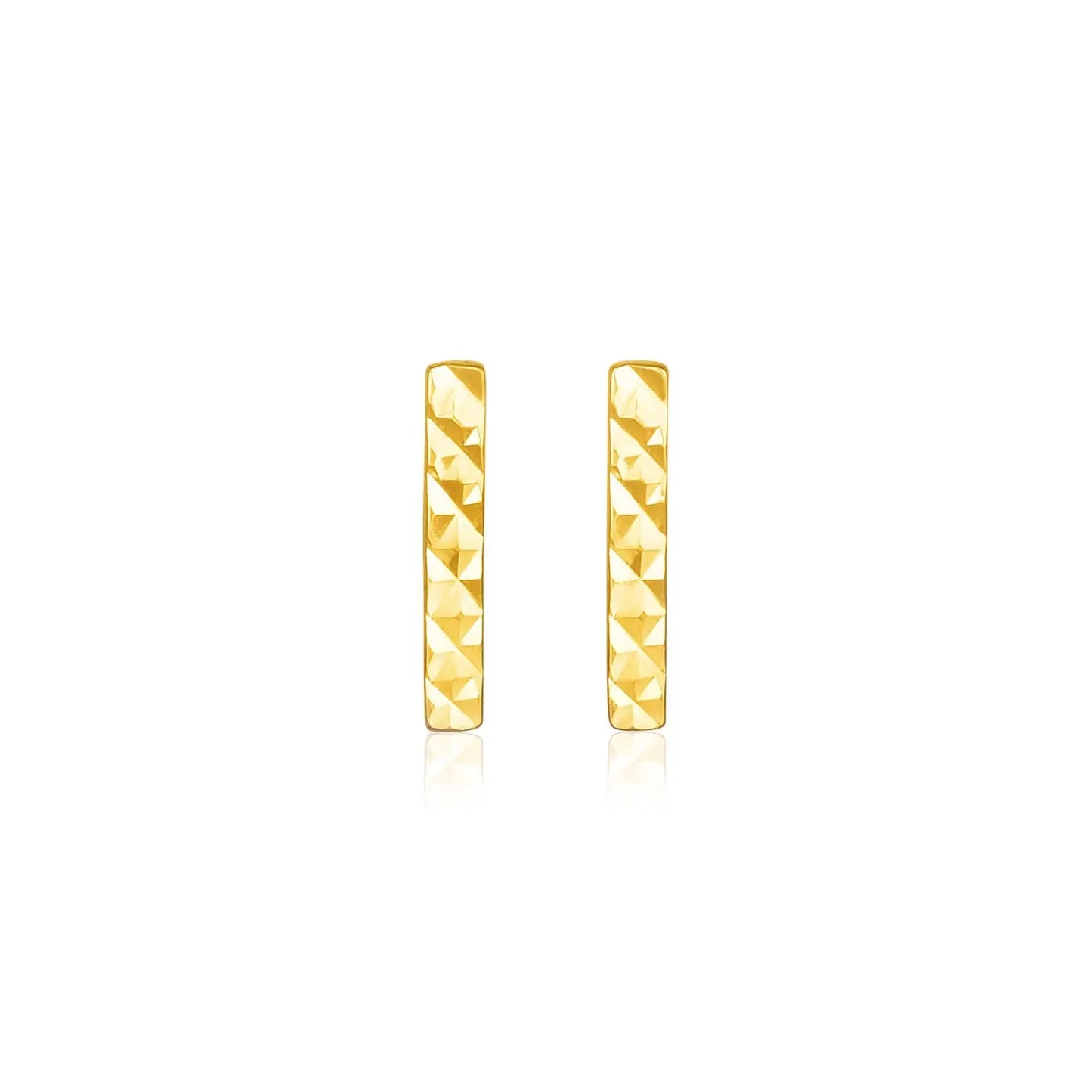 14k Yellow Gold Textured Bar Earrings RCJ Earrings  CELESTIA LUXE JEWELLERS