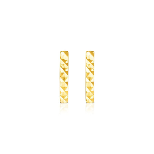 14k Yellow Gold Textured Bar Earrings RCJ Earrings  CELESTIA LUXE JEWELLERS