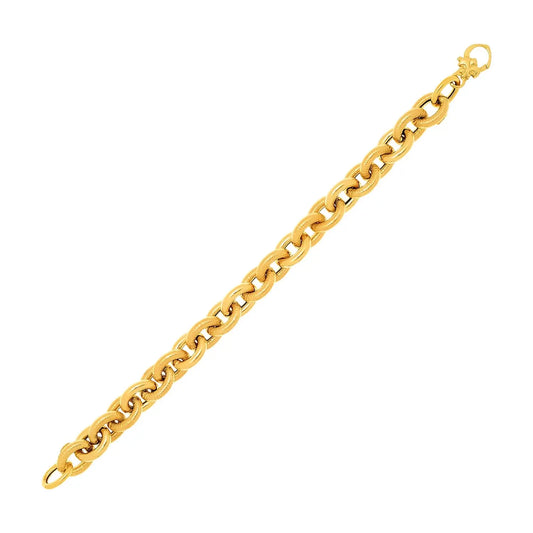 14k Yellow Gold Textured Cable Chain Style Bracelet (9.65 mm) RCJ Bracelets  CELESTIA LUXE JEWELLERS