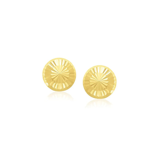 14k Yellow Gold Textured Flat Style Stud Earrings(6mm) RCJ Earrings  CELESTIA LUXE JEWELLERS