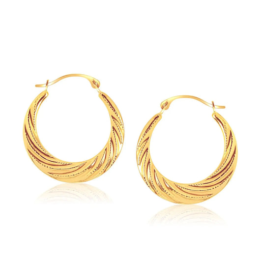 14k Yellow Gold Textured Graduated Twist Hoop Earrings RCJ Earrings  CELESTIA LUXE JEWELLERS
