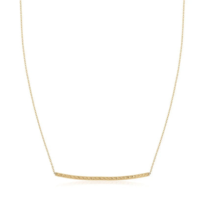 14k Yellow Gold Thin Textured Bar Necklace RCJ Necklaces  CELESTIA LUXE JEWELLERS
