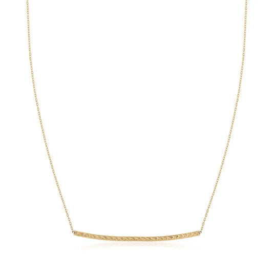 14k Yellow Gold Thin Textured Bar Necklace RCJ Necklaces  CELESTIA LUXE JEWELLERS