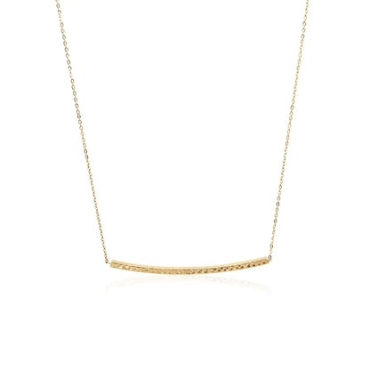 14k Yellow Gold Thin Textured Bar Necklace RCJ Necklaces  CELESTIA LUXE JEWELLERS