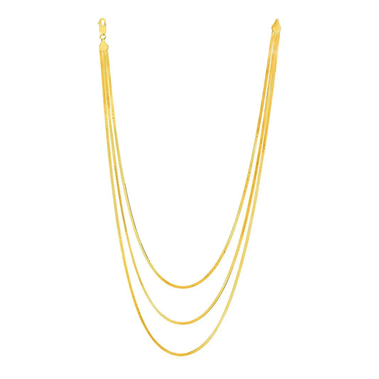 14k Yellow Gold Three Strand Herringbone Chain Necklace RCJ Necklaces  CELESTIA LUXE JEWELLERS