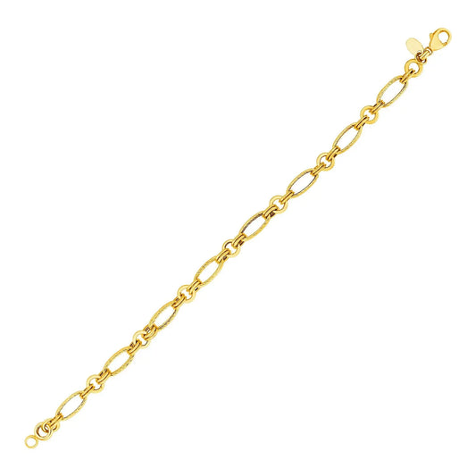 14k Yellow Gold Twisted and Polished Link Bracelet RCJ Bracelets  CELESTIA LUXE JEWELLERS