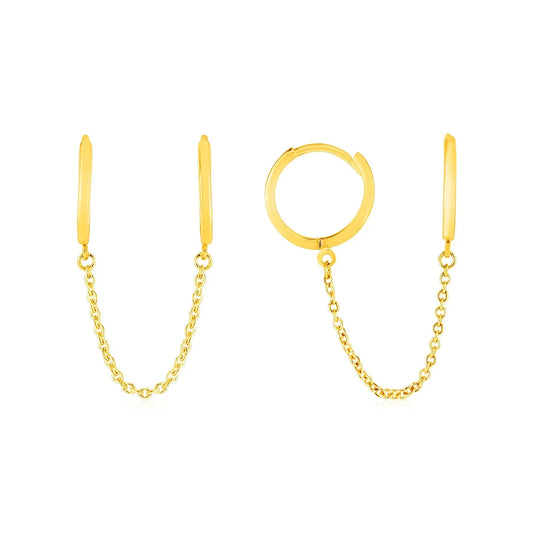 14k Yellow Gold Two Hole Huggie Style Hoop Earrings RCJ Earrings  CELESTIA LUXE JEWELLERS