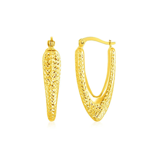 14k Yellow Gold V Shaped Puffed Hoop Earrings RCJ Earrings  CELESTIA LUXE JEWELLERS