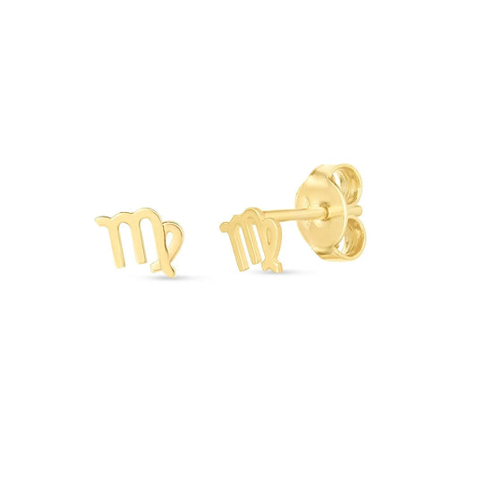 14k Yellow Gold Virgo Stud Earrings RCJ Earrings  CELESTIA LUXE JEWELLERS