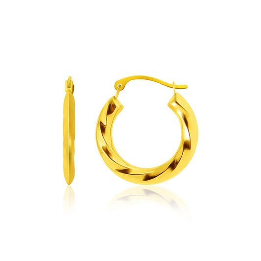 14k Yellow Gold Wavy Texture Hoop Earrings RCJ Earrings  CELESTIA LUXE JEWELLERS