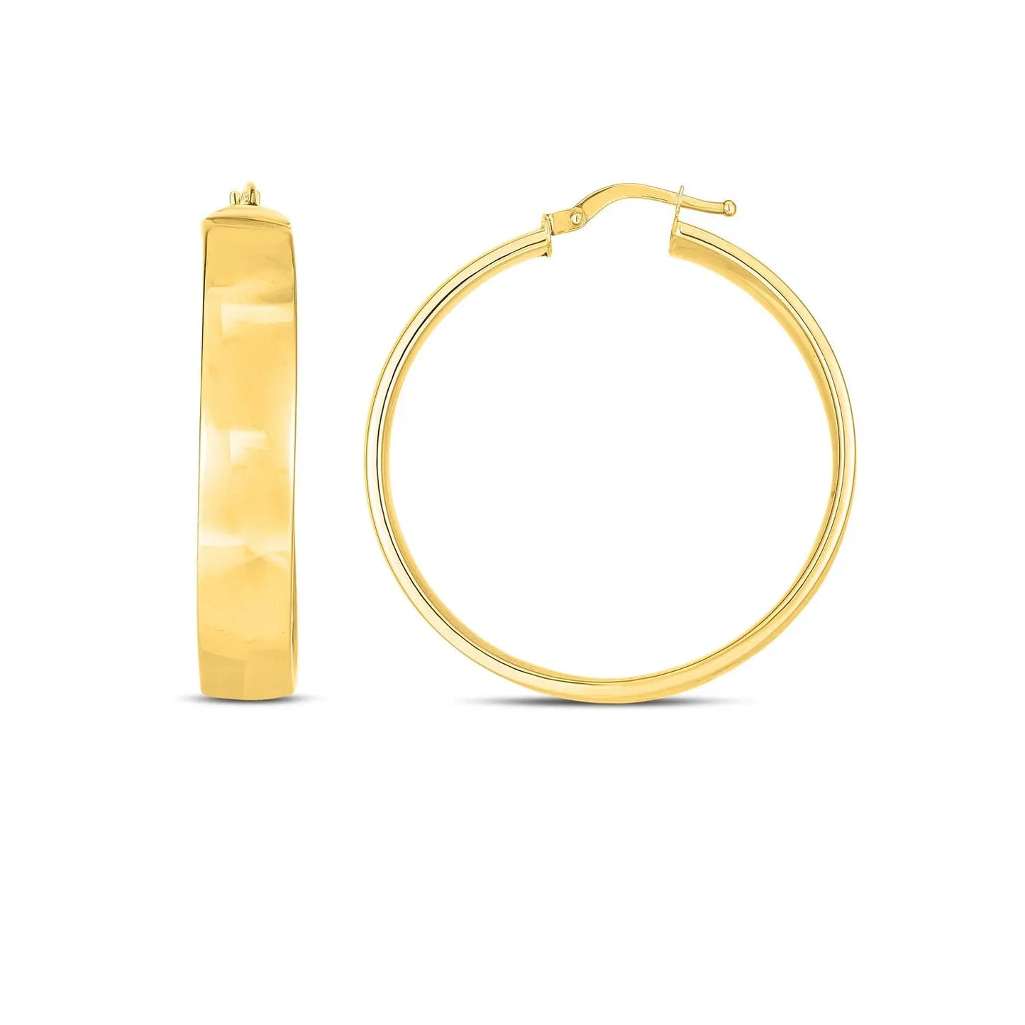 14k Yellow Gold Wedding Band Hoops (7x35mm) RCJ Earrings  CELESTIA LUXE JEWELLERS