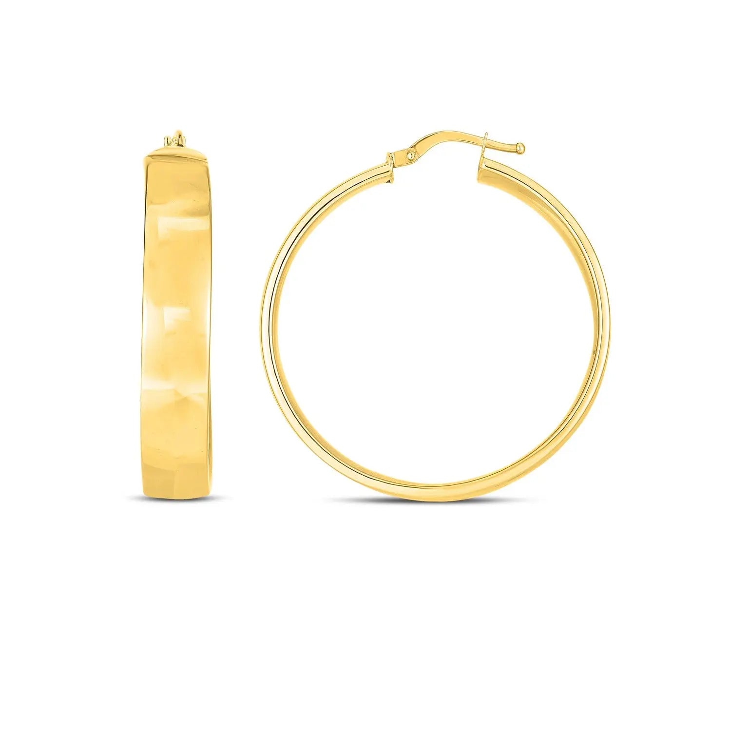 14k Yellow Gold Wedding Band Hoops (7x35mm) RCJ Earrings  CELESTIA LUXE JEWELLERS