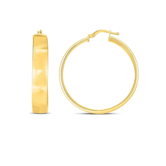 14k Yellow Gold Wedding Band Hoops (7x35mm) RCJ Earrings  CELESTIA LUXE JEWELLERS