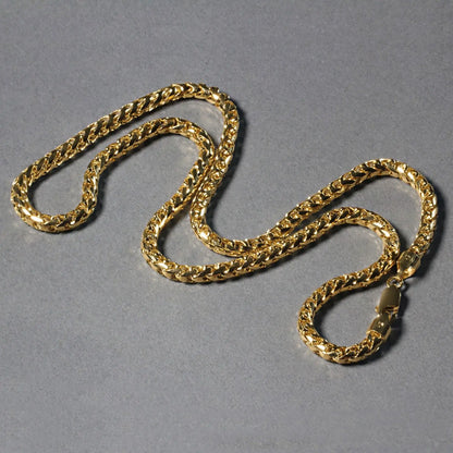 14k Yellow Solid Gold Diamond Cut Round Franco Chain (4.60 mm) RCJ Chains  CELESTIA LUXE JEWELLERS