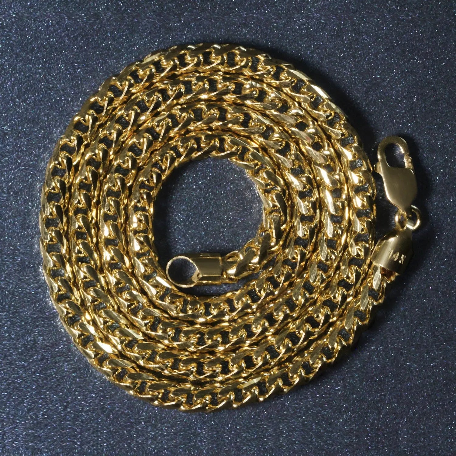 14k Yellow Solid Gold Diamond Cut Round Franco Chain (4.60 mm) RCJ Chains  CELESTIA LUXE JEWELLERS