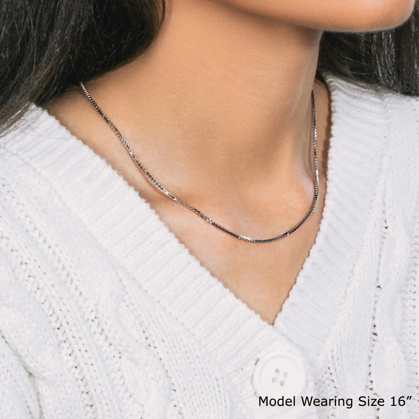 18k White Gold Classic Box Chain (1.40 mm) RCJ Chains  CELESTIA LUXE JEWELLERS