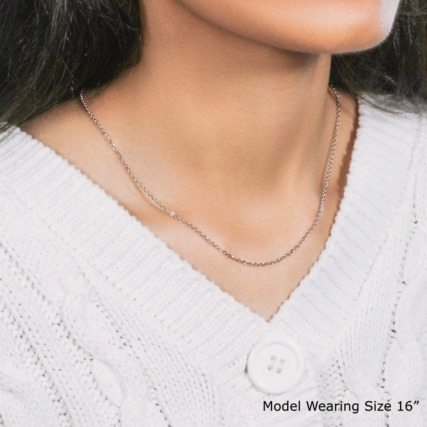 18k White Gold Diamond Cut Cable Link Chain (1.40 mm) RCJ Chains  CELESTIA LUXE JEWELLERS