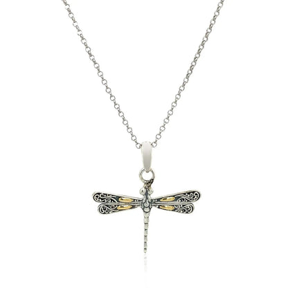 18k Yellow Gold and Sterling Silver Pendant in a Dragonfly Design RCJ Pendants  CELESTIA LUXE JEWELLERS
