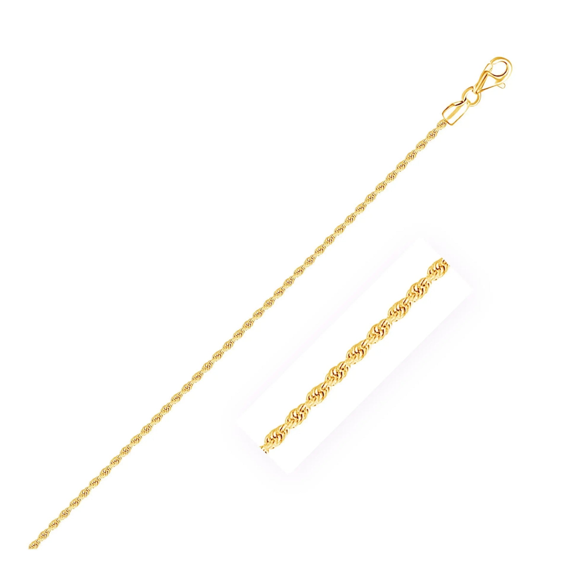 2.0mm 10k Yellow Gold Diamond Cut Rope Anklet RCJ Anklets  CELESTIA LUXE JEWELLERS