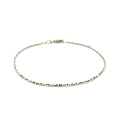 2.0mm 14k White Gold Diamond Cut Rope Anklet RCJ Anklets  CELESTIA LUXE JEWELLERS