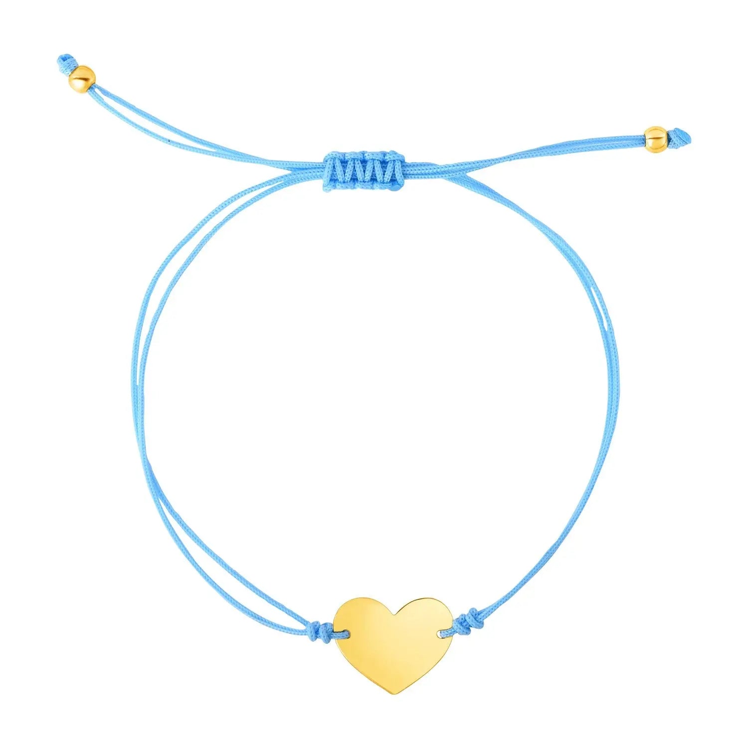 9 1/4 inch Blue Cord Adjustable Bracelet with 14k yellow Gold Heart RCJ Bracelets  CELESTIA LUXE JEWELLERS