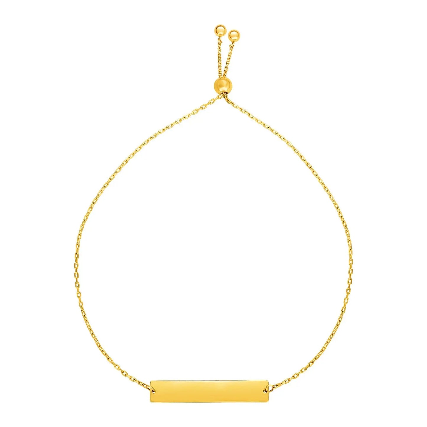 Adjustable Bracelet with Shiny Bar in 14k Yellow Gold (1.00 mm) RCJ Bracelets  CELESTIA LUXE JEWELLERS