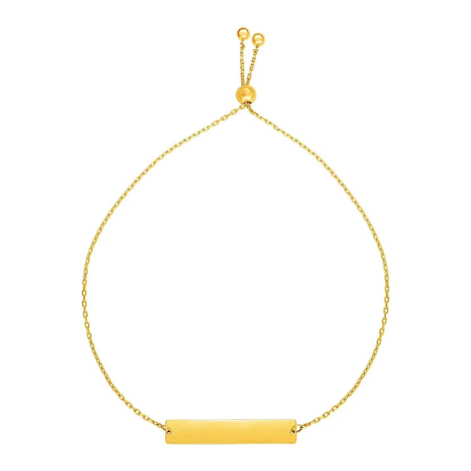 Adjustable Bracelet with Shiny Bar in 14k Yellow Gold (1.00 mm) RCJ Bracelets  CELESTIA LUXE JEWELLERS