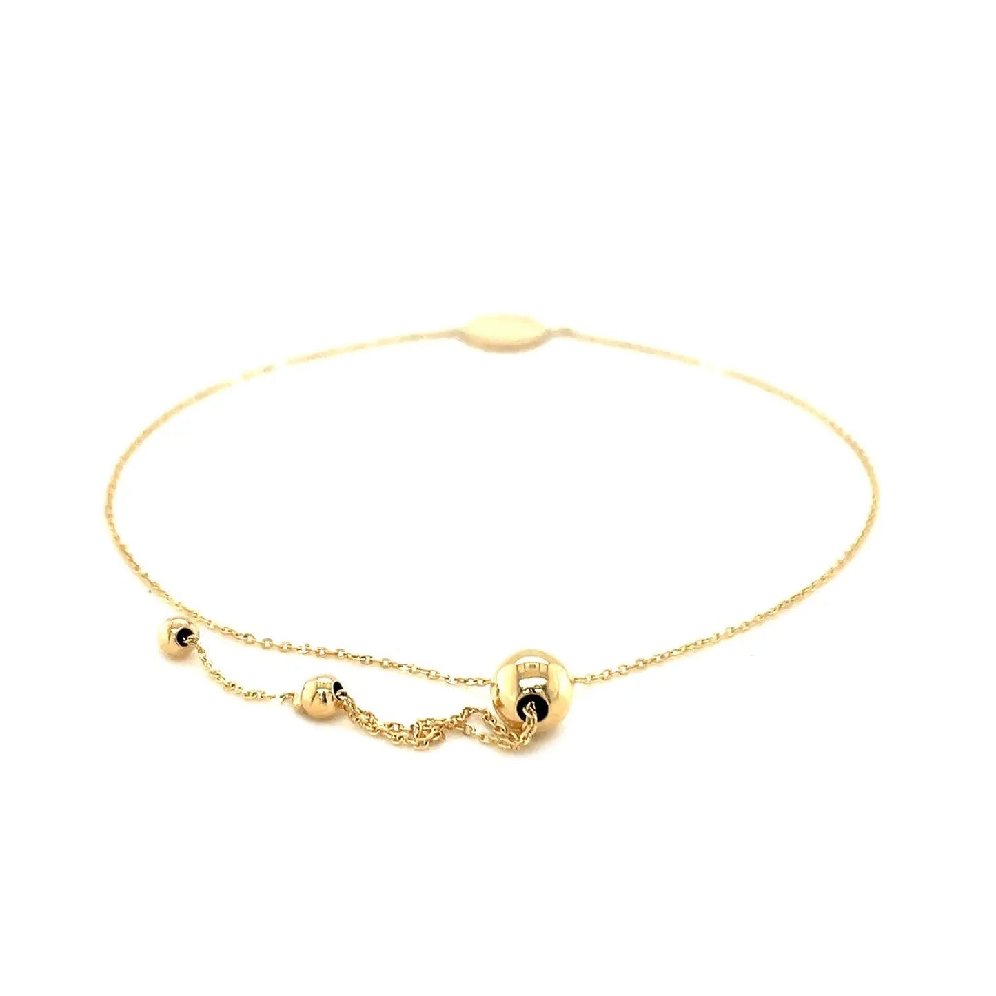 Adjustable Bracelet with Shiny Circle in 14k Yellow Gold (7.50 mm) RCJ Bracelets  CELESTIA LUXE JEWELLERS
