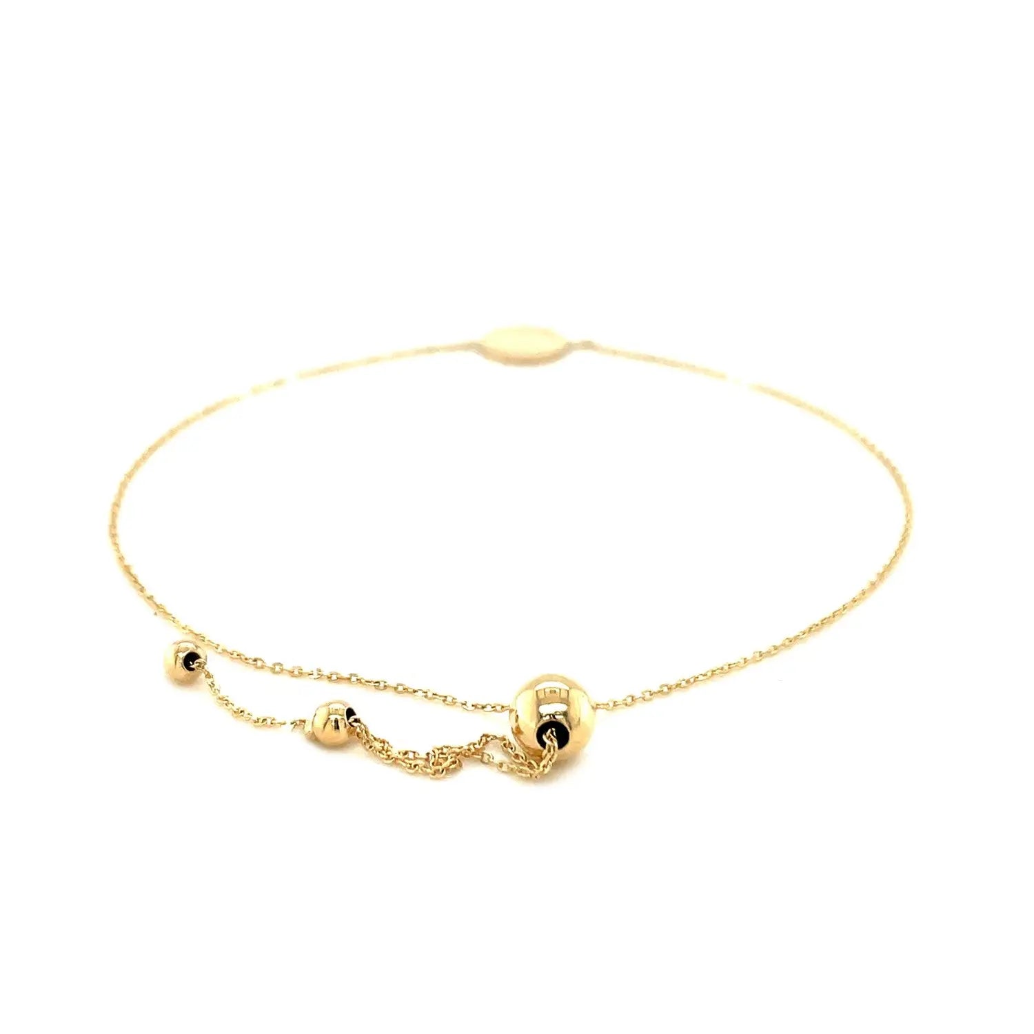 Adjustable Bracelet with Shiny Circle in 14k Yellow Gold (7.50 mm) RCJ Bracelets  CELESTIA LUXE JEWELLERS