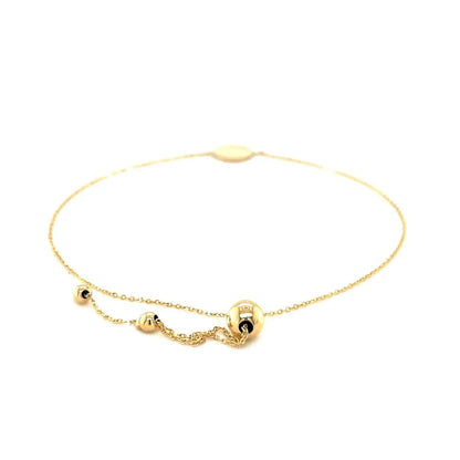 Adjustable Bracelet with Shiny Circle in 14k Yellow Gold (7.50 mm) RCJ Bracelets  CELESTIA LUXE JEWELLERS