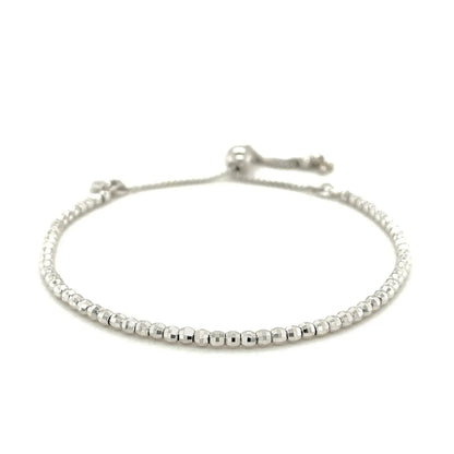 Adjustable Fine Shiny Beaded Bracelet in Sterling Silver (1.50 mm) RCJ Bracelets  CELESTIA LUXE JEWELLERS
